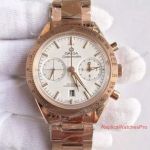 Swiss Omega Speedmaster Replica Watch Rose Gold Chronograph White Face 44mm